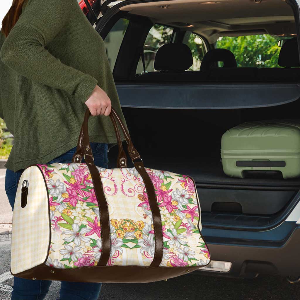 Hawaii Palaka Travel Bag Yellow Tribal Pattern With Tropical Flowers LT05 - Polynesian Pride