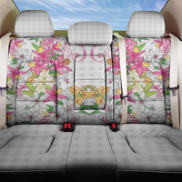 Hawaii Palaka Back Car Seat Cover White Tribal Pattern With Tropical Flowers LT05 One Size White - Polynesian Pride