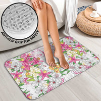 Hawaii Palaka Bathroom Set White Tribal Pattern With Tropical Flowers LT05 - Polynesian Pride