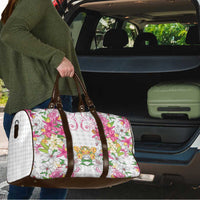 Hawaii Palaka Travel Bag White Tribal Pattern With Tropical Flowers LT05 - Polynesian Pride