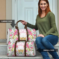 Hawaii Palaka Travel Bag White Tribal Pattern With Tropical Flowers LT05 - Polynesian Pride