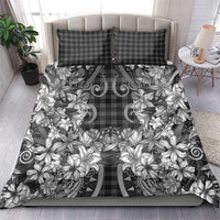 Hawaii Palaka Bedding Set Black Tribal Pattern With Tropical Flowers LT05 - Polynesian Pride