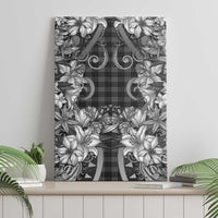 Hawaii Palaka Canvas Wall Art Black Tribal Pattern With Tropical Flowers LT05 - Polynesian Pride