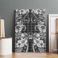 Hawaii Palaka Canvas Wall Art Black Tribal Pattern With Tropical Flowers LT05 - Polynesian Pride