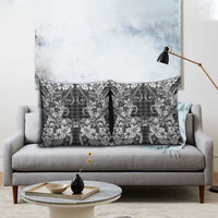 Hawaii Palaka Pillow Cover Black Tribal Pattern With Tropical Flowers LT05 - Polynesian Pride