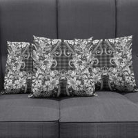Hawaii Palaka Pillow Cover Black Tribal Pattern With Tropical Flowers LT05 - Polynesian Pride