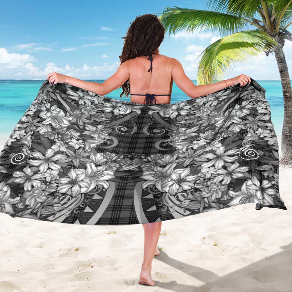Hawaii Palaka Sarong Black Tribal Pattern With Tropical Flowers LT05 - Polynesian Pride