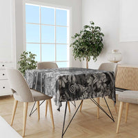 Hawaii Palaka Tablecloth Black Tribal Pattern With Tropical Flowers LT05 - Polynesian Pride