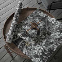 Hawaii Palaka Wrapping Paper Black Tribal Pattern With Tropical Flowers LT05 - Polynesian Pride