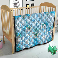 Hawaii Cyan Palaka Quilt With Tapa Pattern Tropical Flowers LT05 - Polynesian Pride