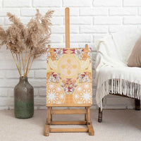Hawaii Peach Palaka Canvas Wall Art With Tapa Pattern Tropical Flowers LT05 - Polynesian Pride