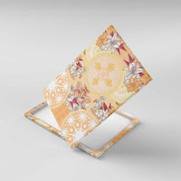 Hawaii Peach Palaka Canvas Wall Art With Tapa Pattern Tropical Flowers LT05 With Frame Peach - Polynesian Pride