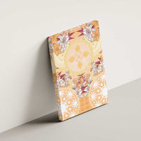 Hawaii Peach Palaka Canvas Wall Art With Tapa Pattern Tropical Flowers LT05 - Polynesian Pride