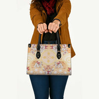 Hawaii Peach Palaka Leather Bag With Tapa Pattern Tropical Flowers LT05 - Polynesian Pride