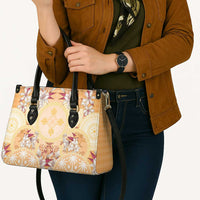 Hawaii Peach Palaka Leather Bag With Tapa Pattern Tropical Flowers LT05 - Polynesian Pride