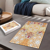 Hawaii Peach Palaka Puzzle With Tapa Pattern Tropical Flowers LT05 - Polynesian Pride