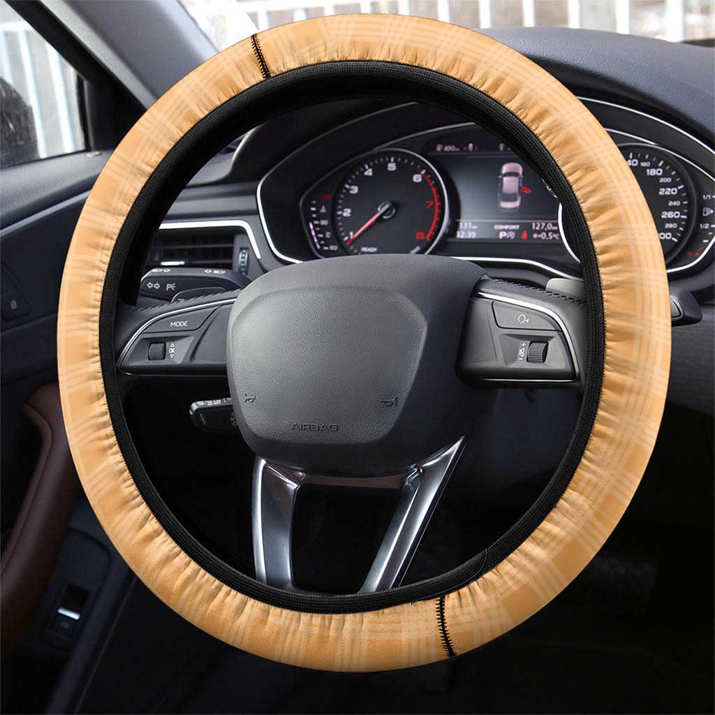 Hawaii Peach Palaka Steering Wheel Cover With Tapa Pattern Tropical Flowers LT05 - Polynesian Pride