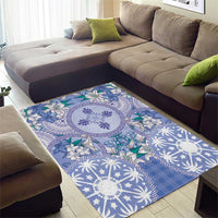 Hawaii Violet Palaka Area Rug With Tapa Pattern Tropical Flowers LT05 - Polynesian Pride