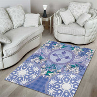 Hawaii Violet Palaka Area Rug With Tapa Pattern Tropical Flowers LT05 - Polynesian Pride