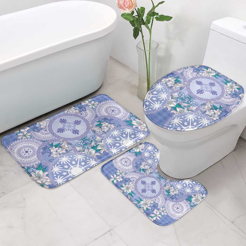 Hawaii Violet Palaka Bathroom Set With Tapa Pattern Tropical Flowers LT05 - Polynesian Pride