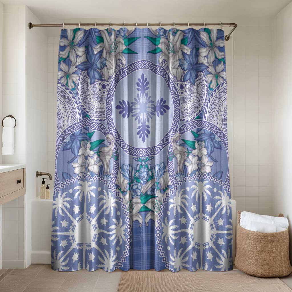 Hawaii Violet Palaka Bathroom Set With Tapa Pattern Tropical Flowers LT05 Shower Curtain Only Violet - Polynesian Pride