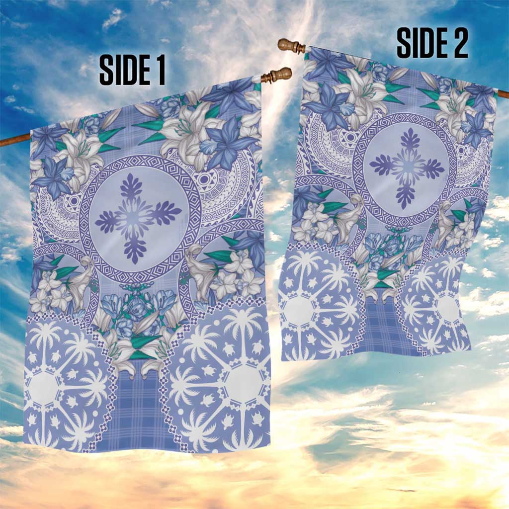 Hawaii Violet Palaka Garden Flag With Tapa Pattern Tropical Flowers LT05 - Polynesian Pride
