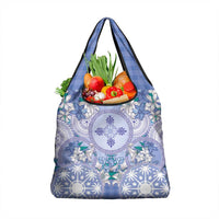 Hawaii Violet Palaka Grocery Bag With Tapa Pattern Tropical Flowers LT05 1-pack One Size Violet - Polynesian Pride
