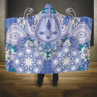 Hawaii Violet Palaka Hooded Blanket With Tapa Pattern Tropical Flowers LT05 - Polynesian Pride