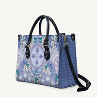Hawaii Violet Palaka Leather Bag With Tapa Pattern Tropical Flowers LT05 Violet - Polynesian Pride