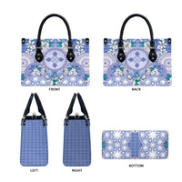 Hawaii Violet Palaka Leather Bag With Tapa Pattern Tropical Flowers LT05 - Polynesian Pride