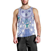 Hawaii Violet Palaka Men Tank Top With Tapa Pattern Tropical Flowers LT05 - Polynesian Pride