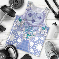 Hawaii Violet Palaka Men Tank Top With Tapa Pattern Tropical Flowers LT05 - Polynesian Pride