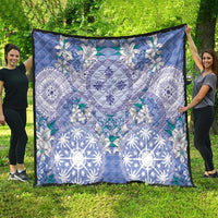 Hawaii Violet Palaka Quilt With Tapa Pattern Tropical Flowers LT05 - Polynesian Pride