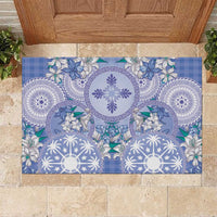 Hawaii Violet Palaka Rubber Doormat With Tapa Pattern Tropical Flowers LT05 Violet - Polynesian Pride