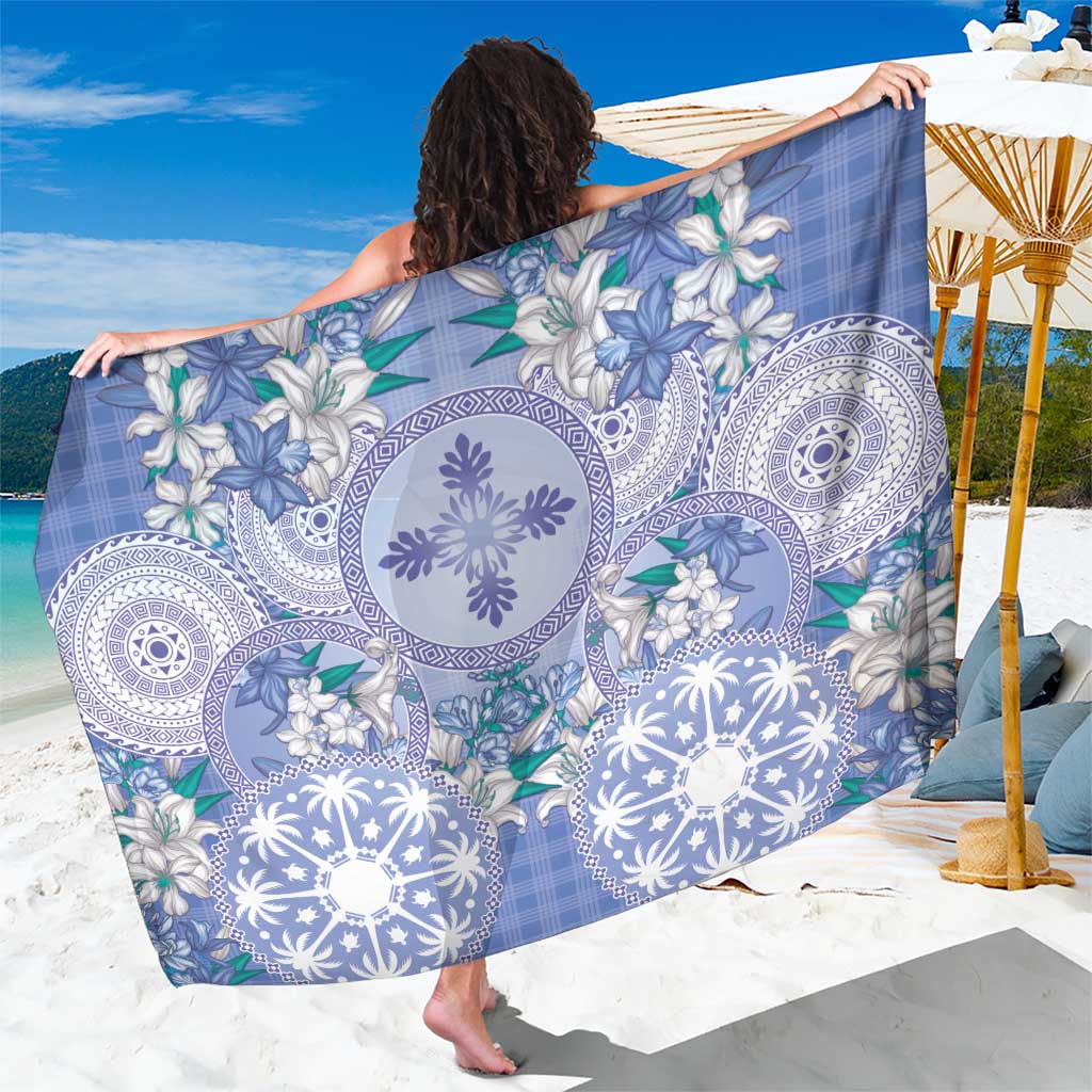 Hawaii Violet Palaka Sarong With Tapa Pattern Tropical Flowers LT05 One Size 44 x 66 inches Violet - Polynesian Pride
