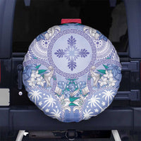 Hawaii Violet Palaka Spare Tire Cover With Tapa Pattern Tropical Flowers LT05 No hole Violet - Polynesian Pride