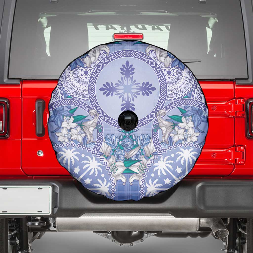 Hawaii Violet Palaka Spare Tire Cover With Tapa Pattern Tropical Flowers LT05 - Polynesian Pride