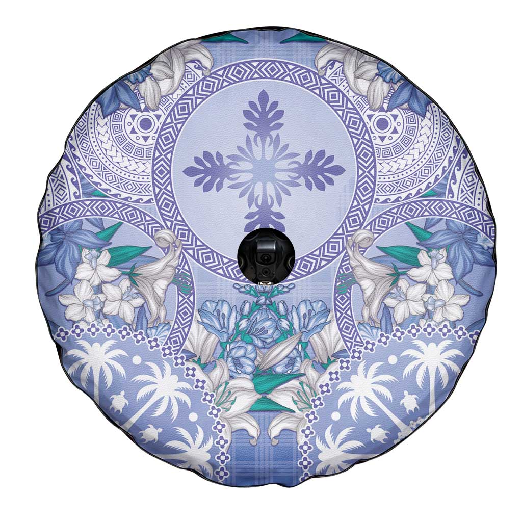 Hawaii Violet Palaka Spare Tire Cover With Tapa Pattern Tropical Flowers LT05 - Polynesian Pride