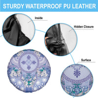 Hawaii Violet Palaka Spare Tire Cover With Tapa Pattern Tropical Flowers LT05 - Polynesian Pride