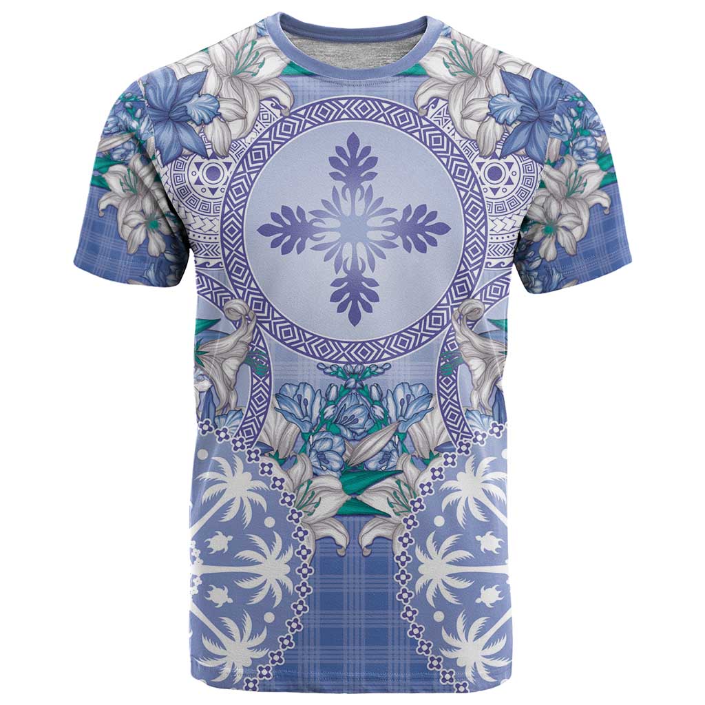 Hawaii Violet Palaka T Shirt With Tapa Pattern Tropical Flowers LT05 Violet - Polynesian Pride