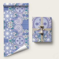 Hawaii Violet Palaka Wrapping Paper With Tapa Pattern Tropical Flowers LT05 58" × 23" Violet - Polynesian Pride