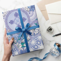 Hawaii Violet Palaka Wrapping Paper With Tapa Pattern Tropical Flowers LT05 - Polynesian Pride