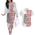 Aotearoa New Zealand Couples Matching Off The Shoulder Long Sleeve Dress and Hawaiian Shirt Maori Marae Pattern Tiki LT05 White - Polynesian Pride