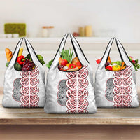 Aotearoa New Zealand Grocery Bag Maori Marae Pattern Tiki LT05 3-pack One Size White - Polynesian Pride