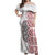 Aotearoa New Zealand Off Shoulder Maxi Dress Maori Marae Pattern Tiki LT05 Women White - Polynesian Pride