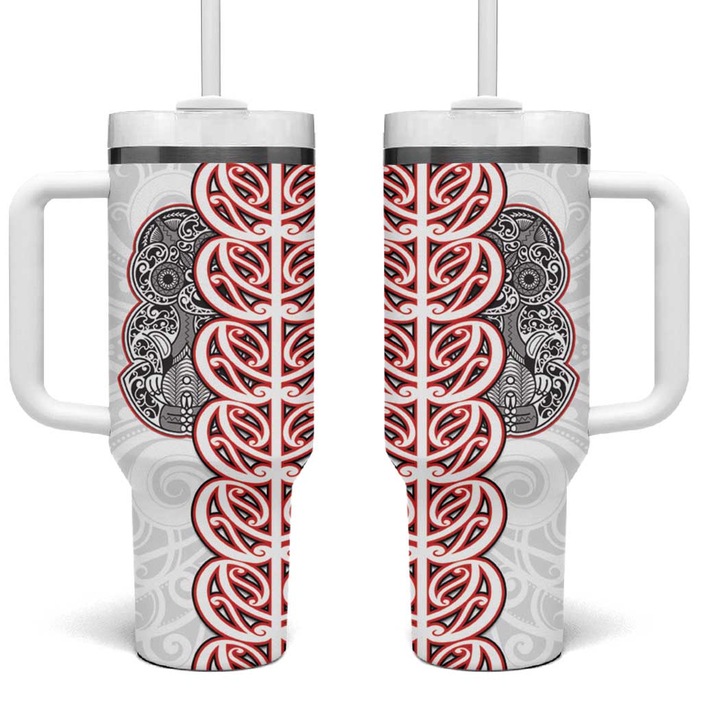 Aotearoa New Zealand Tumbler With Handle Maori Marae Pattern Tiki LT05 One Size: 40 oz White - Polynesian Pride