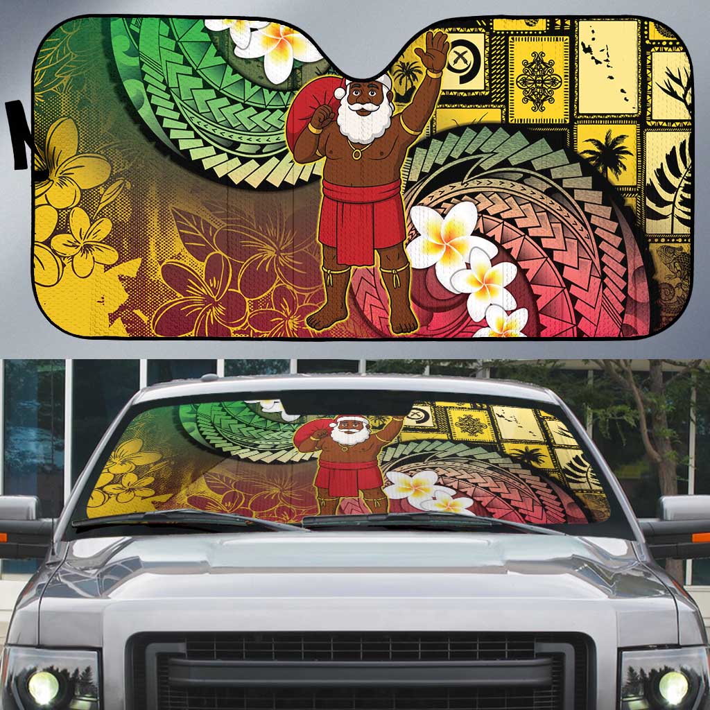 Vanuatu Christmas Auto Sun Shade Ni-Van Santa Retro Style LT05 Colorful - Polynesian Pride