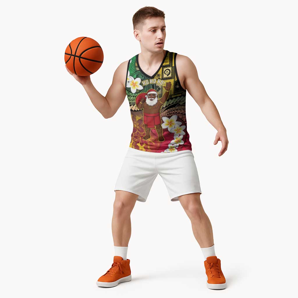Vanuatu Christmas Basketball Jersey Ni-Van Santa Retro Style LT05 - Polynesian Pride