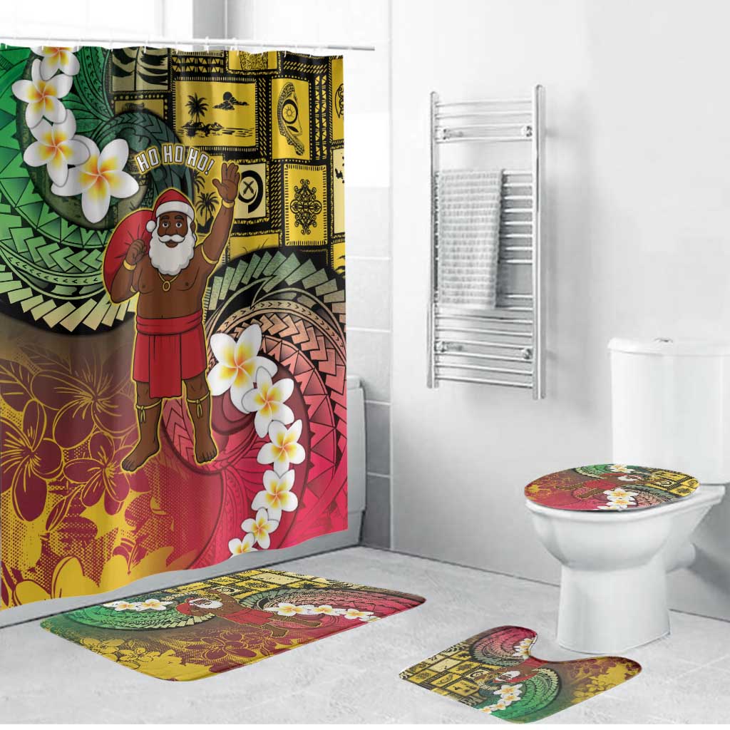 Vanuatu Christmas Bathroom Set Ni-Van Santa Retro Style LT05 Bathroom Set (4 pcs) Colorful - Polynesian Pride