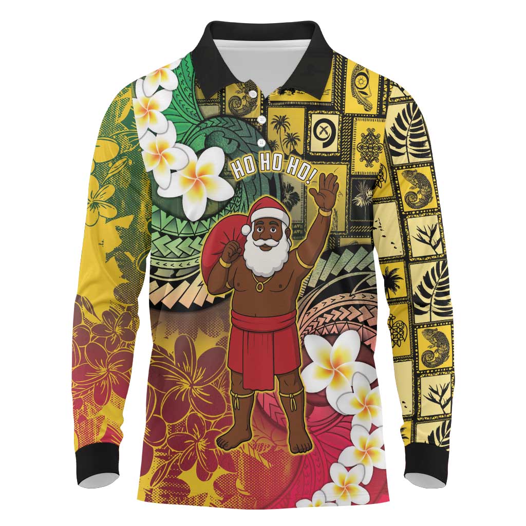 Vanuatu Christmas Long Sleeve Polo Shirt Ni-Van Santa Retro Style LT05 Colorful - Polynesian Pride